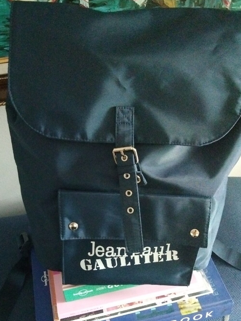 Jean Paul Gaultier Navy Blue Men's Backpack with Front Logo Pocket